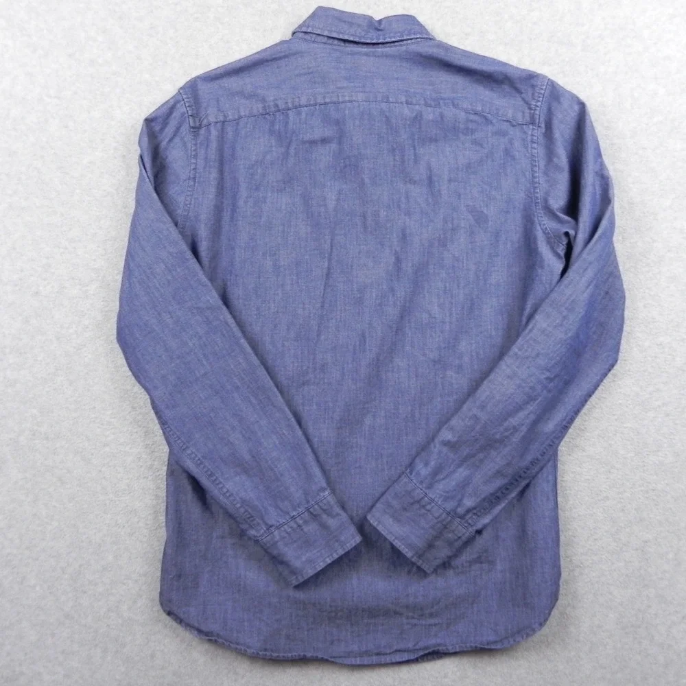 Banana Republic Shirt Mens Small Chambray Double Pocket Button Blue Long Sleeve